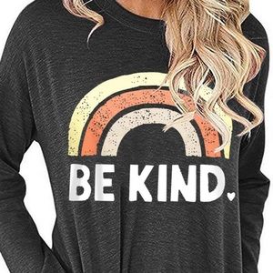 Be Kind warm grey long sleeve crew sweater